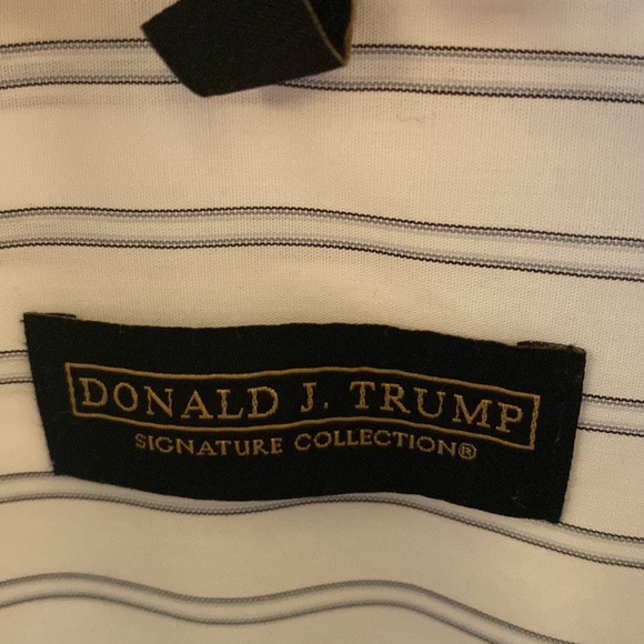 Mens Donald Trump Signature white blue striped button down 17 1/2 34/35 - Picture 3 of 5